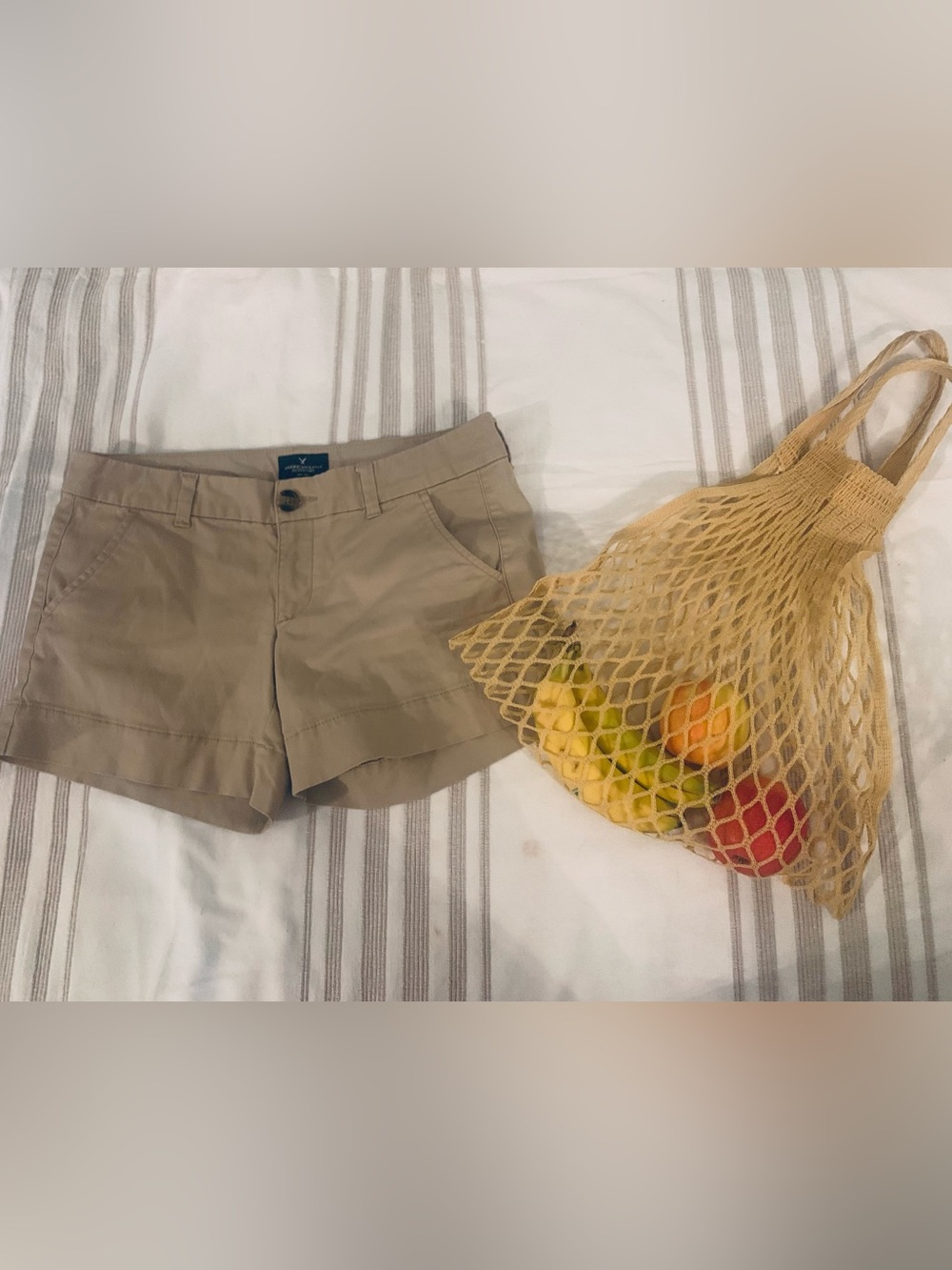 American Eagle Khaki Shorts & Euro Tote Bag